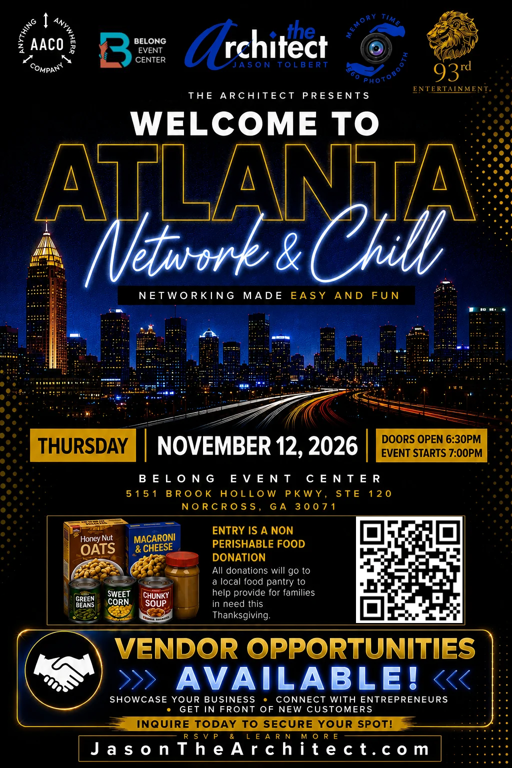 Atlanta Network & Chill event flyer